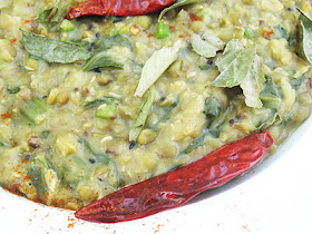 mung beans with fresh mustard greens