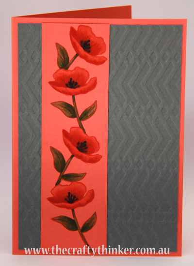 SU, Birthday Blooms, watercolouring on coloured cardstock, zig zag embossing folder