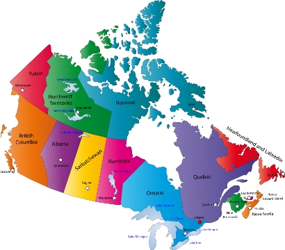 Map of Canada Regional City in the Wolrd