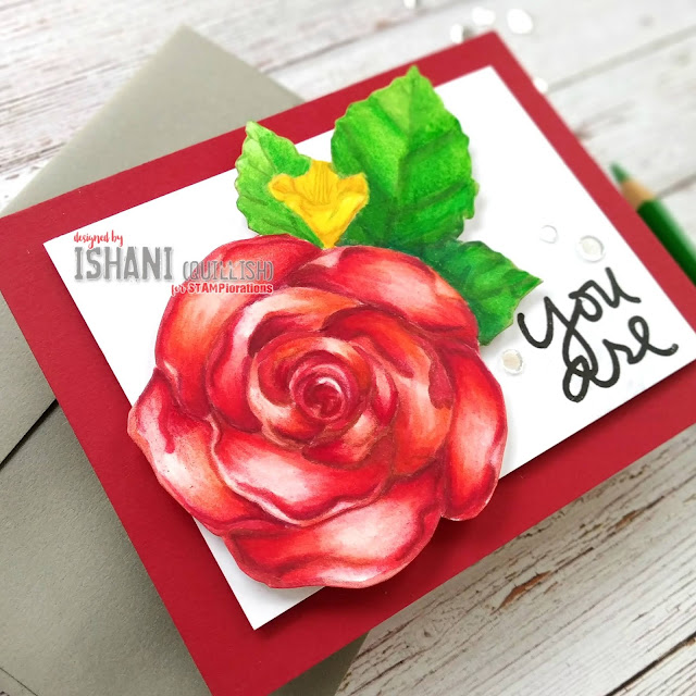 No line coloring Digital stamps by STAMPlorations, heartlfelt rose digital stamp, No line coloring, Red Rose card, Big Bold floral card, Floral cards, Copic coloring Rose stamp, STAMPlorations floral rose card, Quillish