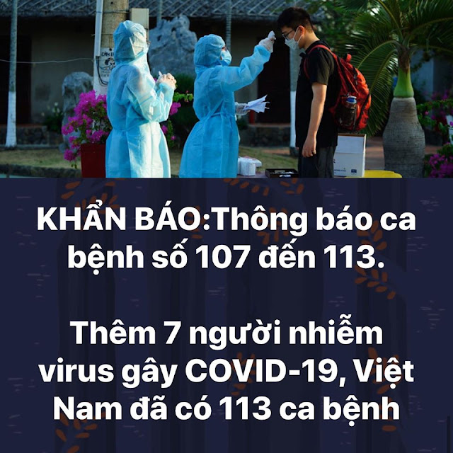 Thêm 7 người nhiễm Covid-19, số lượng tăng từ 106 lên 113 ca nhiễm bệnh