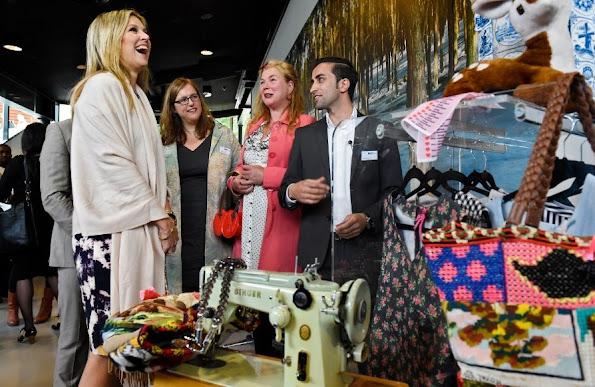 Queen Maxima of The Netherlands visited the refugee assistance Foundation in Driebergen,