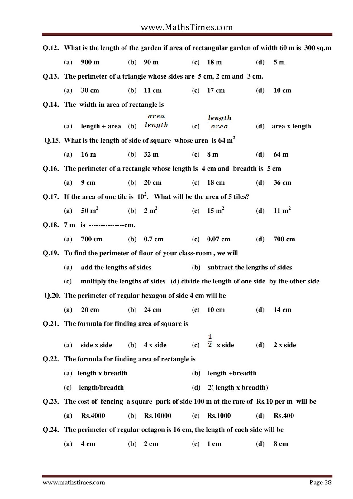 apsg: class 6 mensuration worksheet