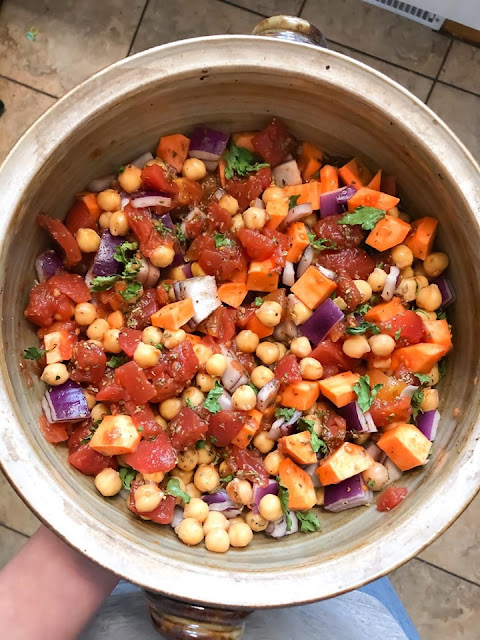 Ingredients for Vegetarian Chickpea and Sweet Potato Stew