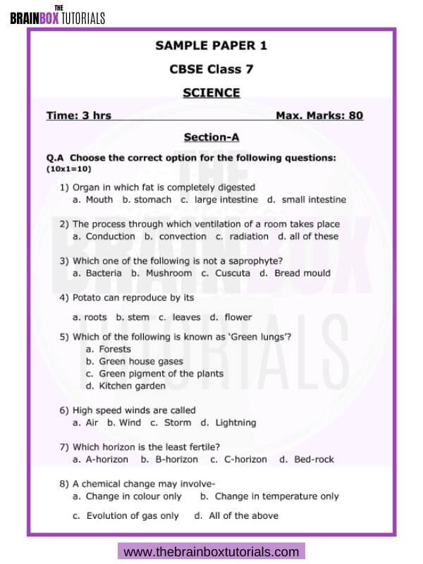 assignment of class 7 science