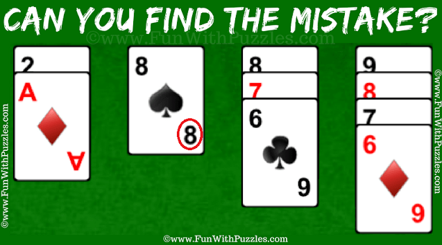 Answer of Solitaire Mistake Finding Picture Puzzle