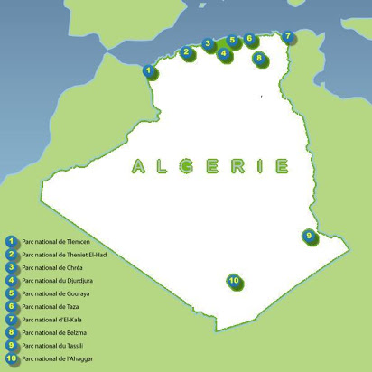 مشروع رسم خريطة لاهم المحميات الوطنية في الجزائر للسنة الثانية متوسط