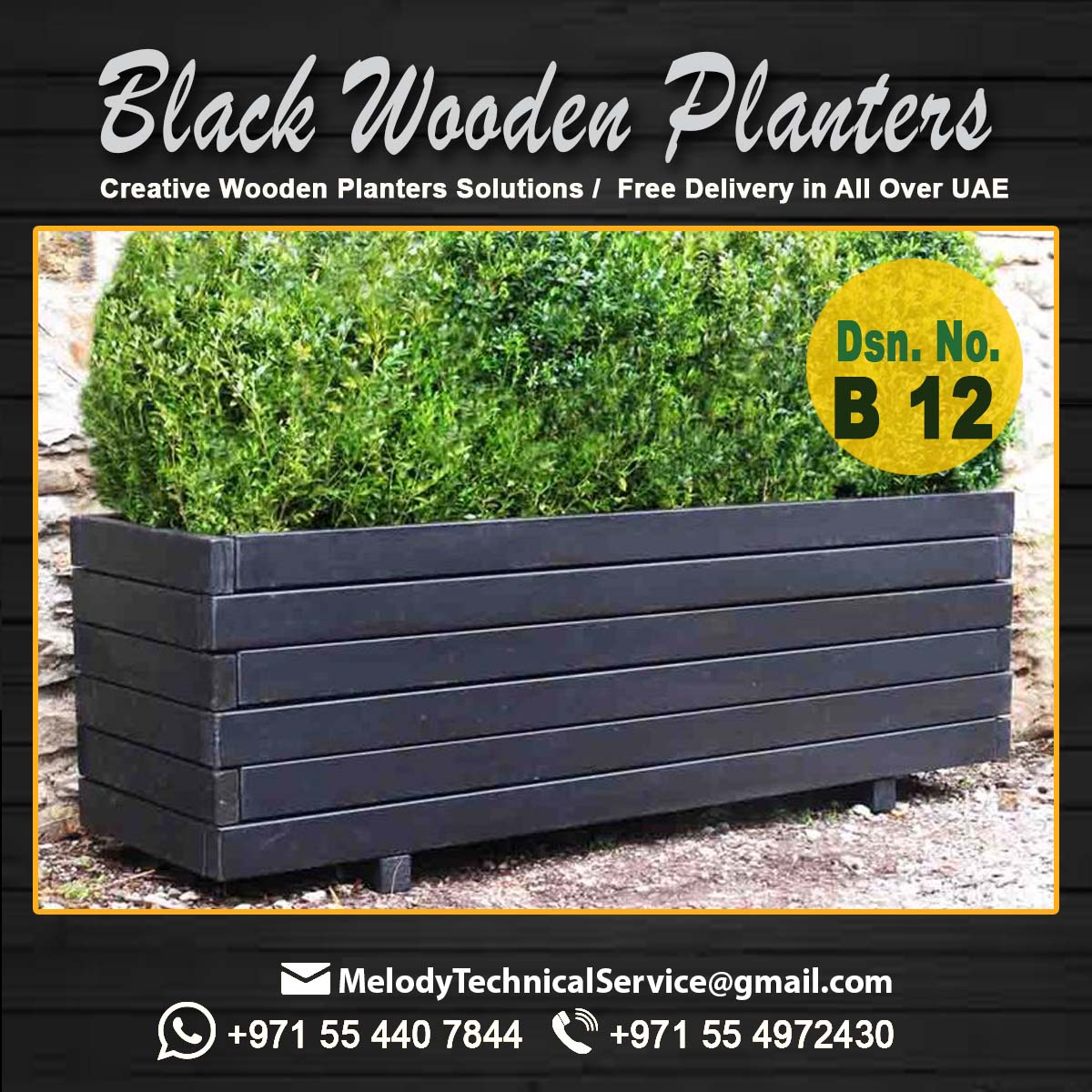 Black Wooden Planters Dubai Plants Container Dubai Planters Box