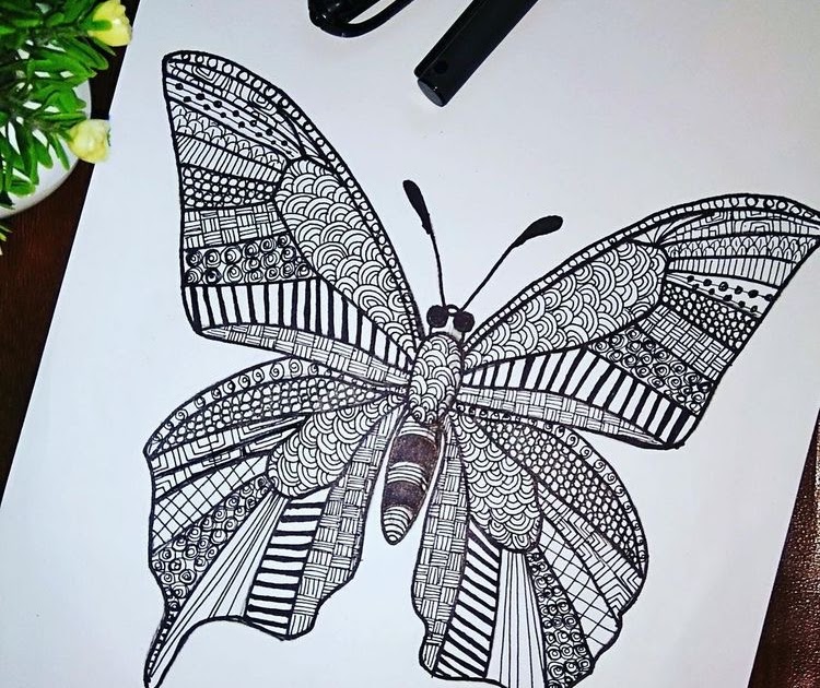 Zen doodle Butterfly zentangle butterfly easy