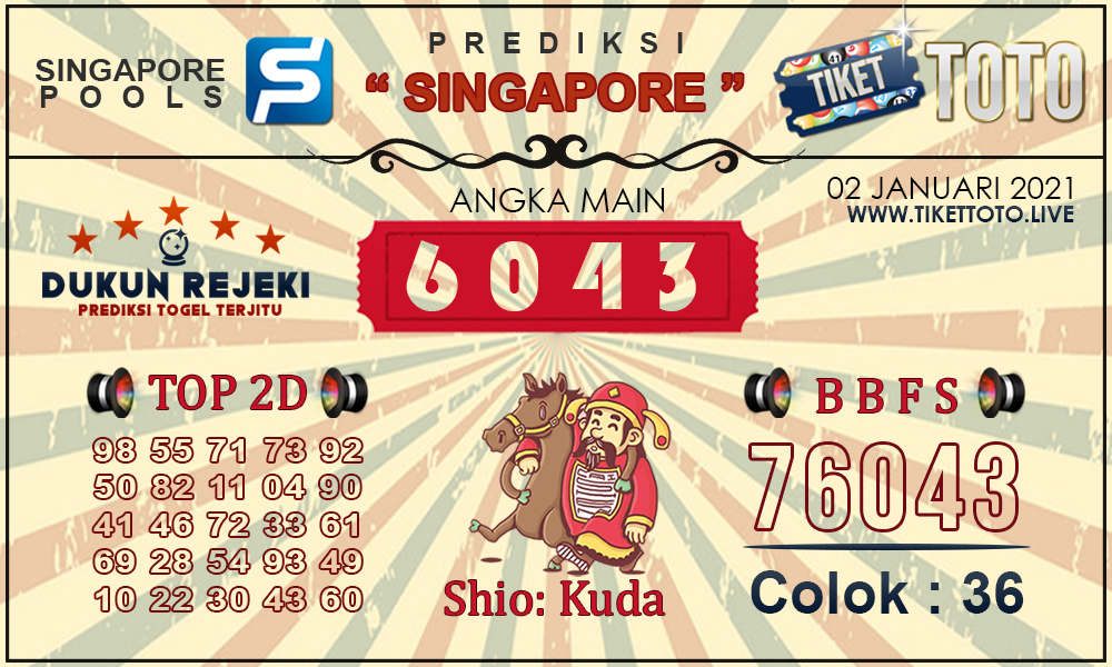 Prediksi Togel SINGAPORE TIKETTOTO 02 JANUARI 2021