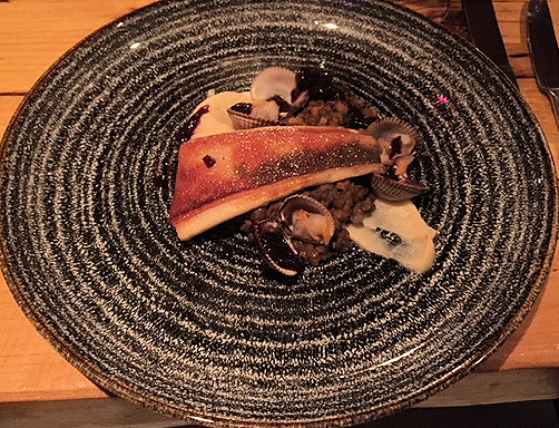 Halibut, puy lentils, celeriac puree, clams, The Finnieston, Glasgow.