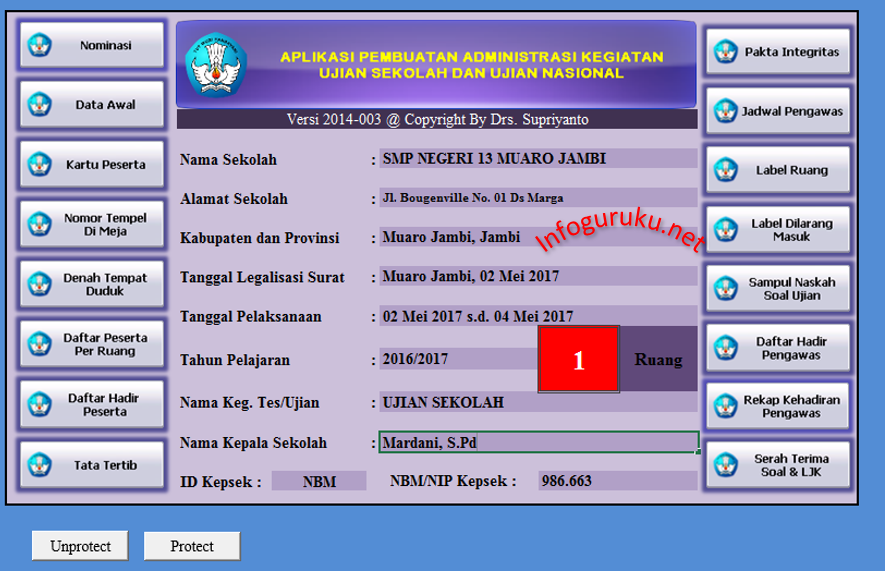 Download Aplikasi Excel Pembuat Administrasi Ujian Nasional Dan Ujian Sekolah 2017 Infoguruku