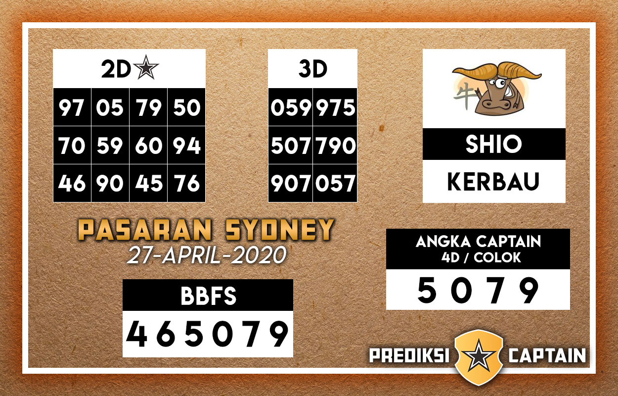 Prediksi Togel Sidney Senin 27 April 2020 Prediksitogel Jp