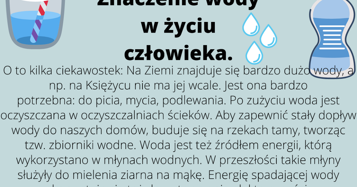 Negatywne Znaczenie Ssaków Dla Człowieka Przedszkole w Piasku: Znaczenie wody w życiu człowieka