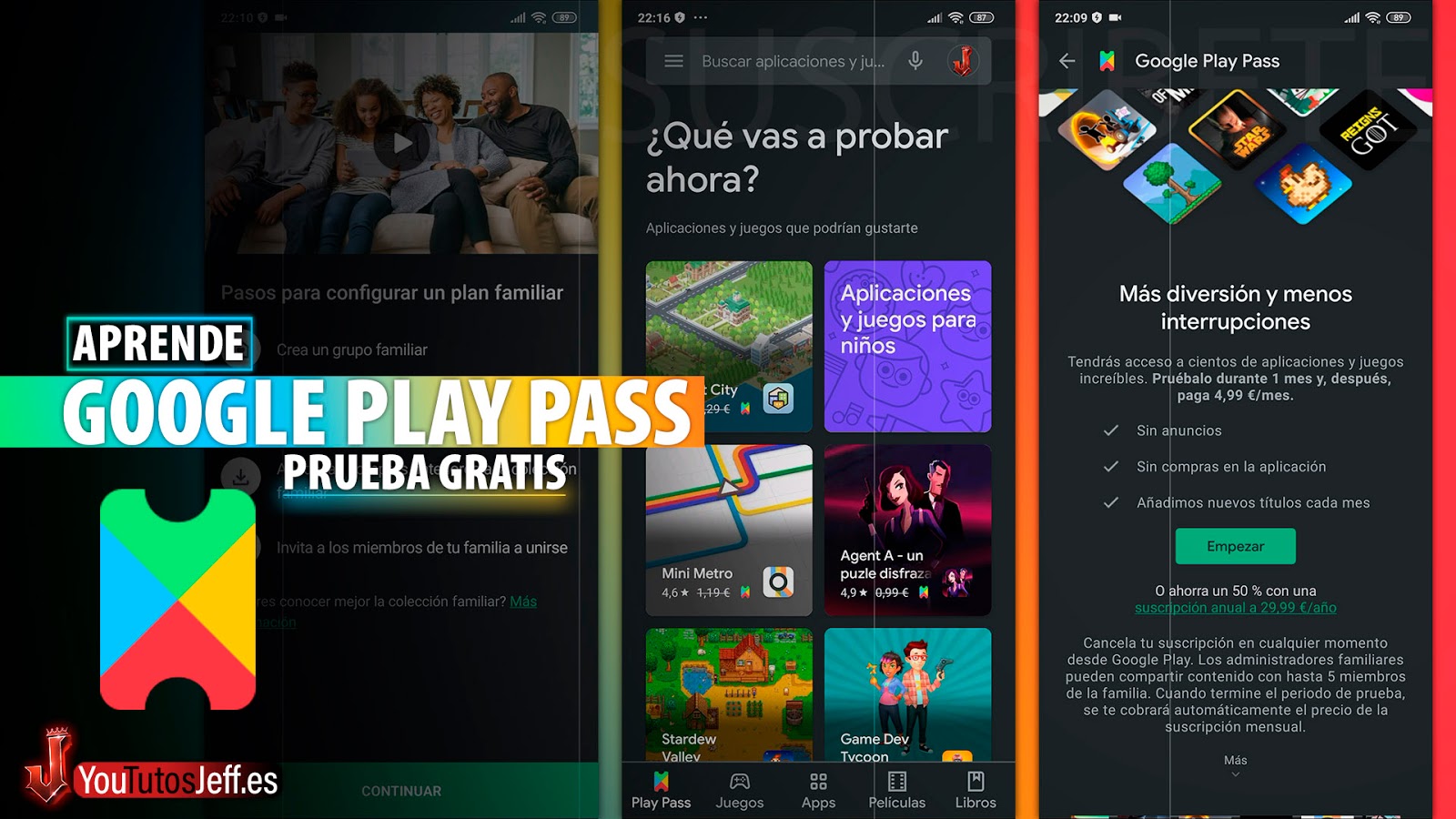 Como Probar Google Play Pass Juegos y Apps PREMIUM GRATIS