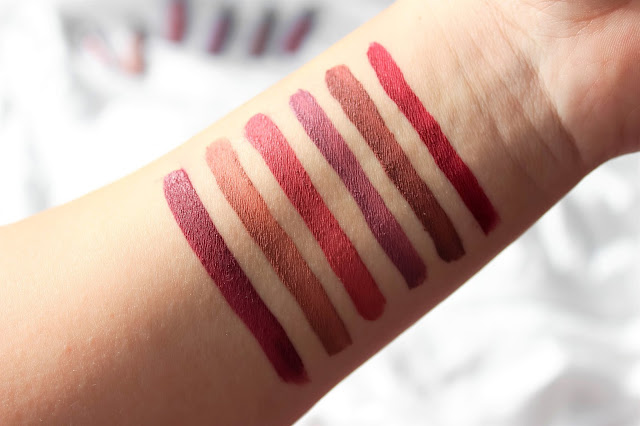 thebalm tekuté rtěnky swatche