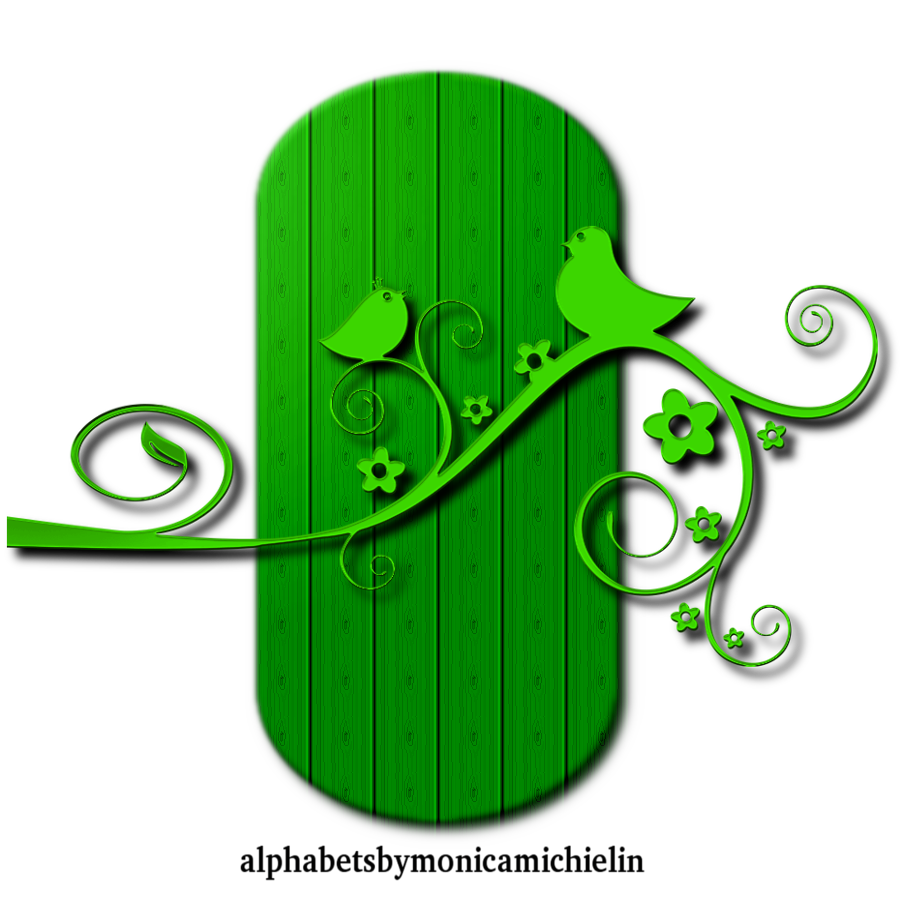 M. Michielin Alphabets GREEN BIRD ALPHABET PNG
