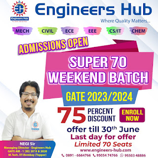 Engineers-Hub Blog: Admissions Open For GATE-2023/2024 Weekend Batch - Last Day to Enroll