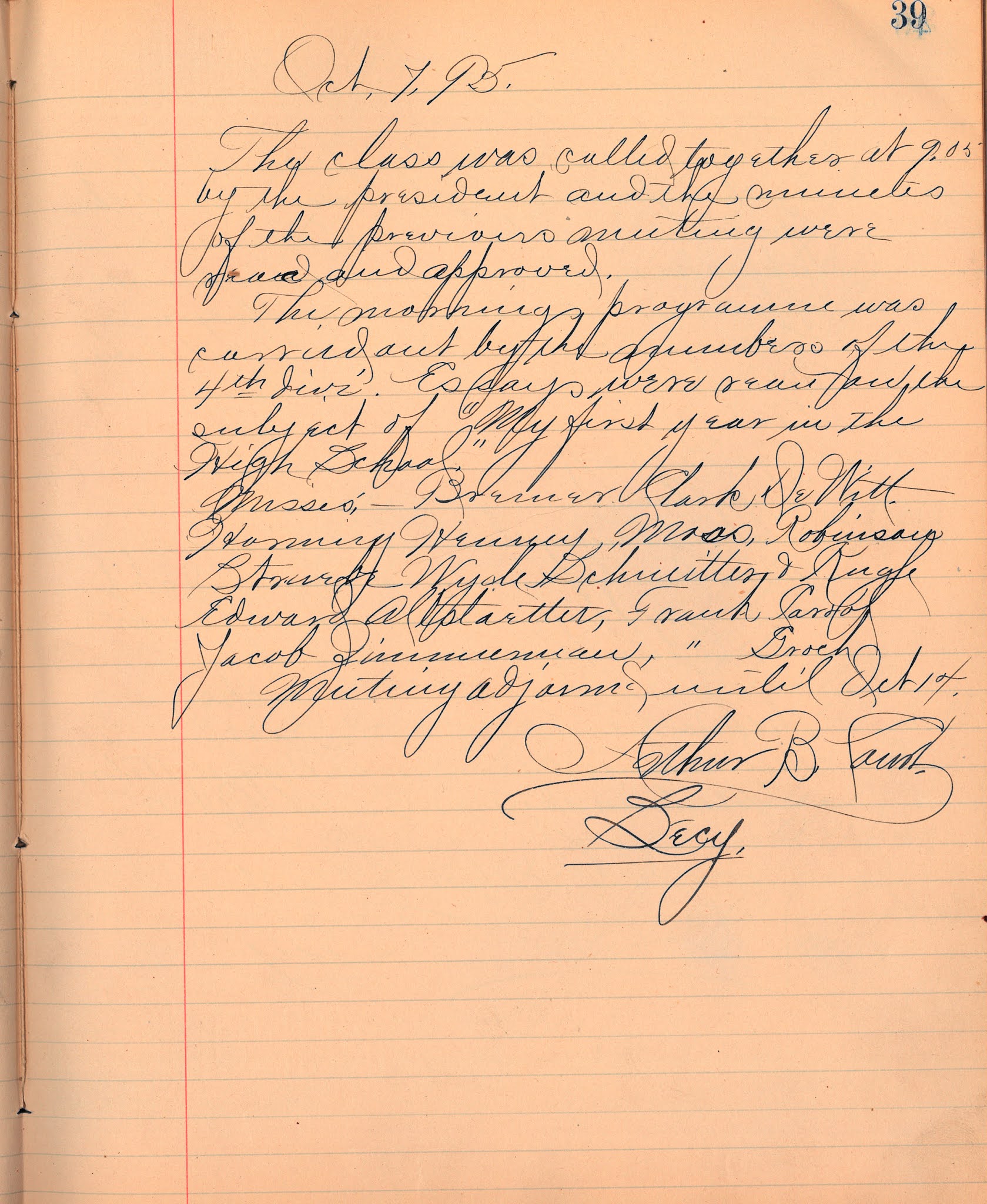 Sandusky History The Sophomore Literary Class, 18941897