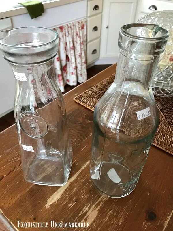 Old Milk And Juice Bottles on table