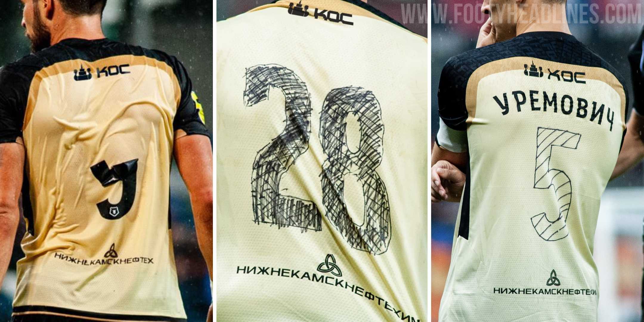 Rubin Kazan forced to draw numbers on shirts with marker pens