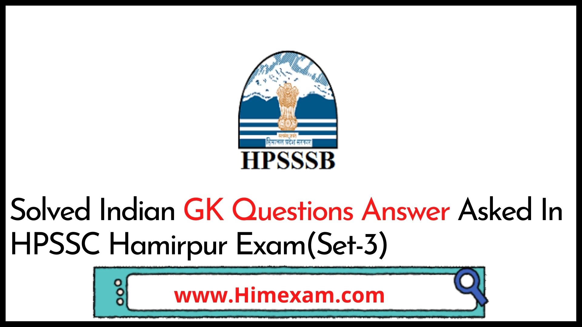 Solved Indian GK Questions Answer Asked In HPSSC Hamirpur Exam(Set-3)