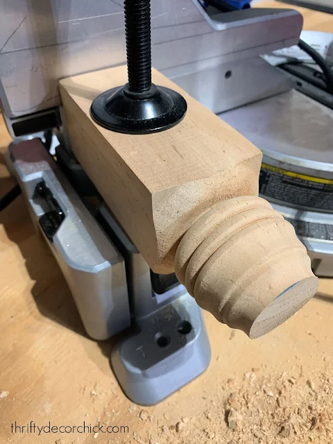 brace on saw for drilling into candlesticks