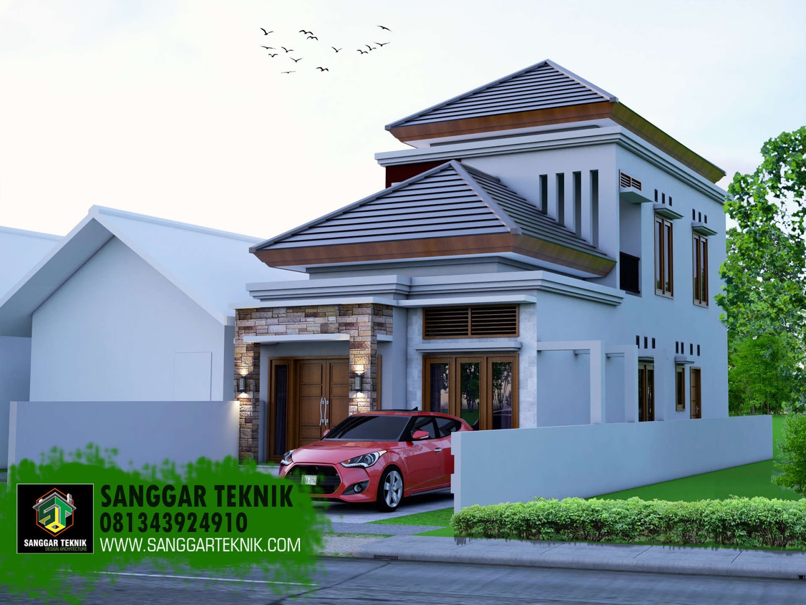 DESAIN RUMAH MINIMALIS  MODERN 5 7 x 13 2 LANTAI 