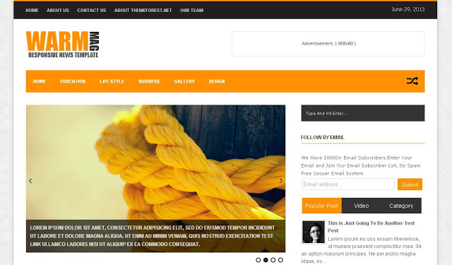 WarmMag Responsive Blogger Template