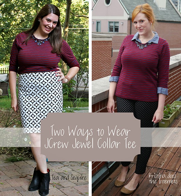 Kristina does the Internets: Two Ways to Wear JCrew Jewel Collar Tee