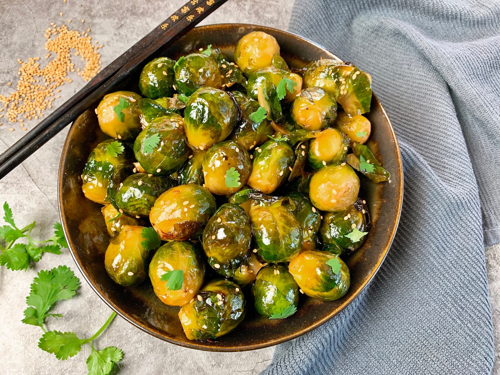 Roasted Brussels Sprouts with Hoisin and Sesame