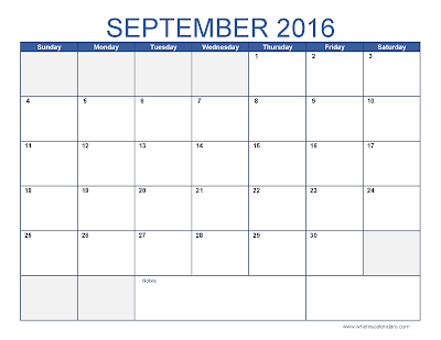 Free 2016 Calendar, Printable, Template, Holidays, Blank