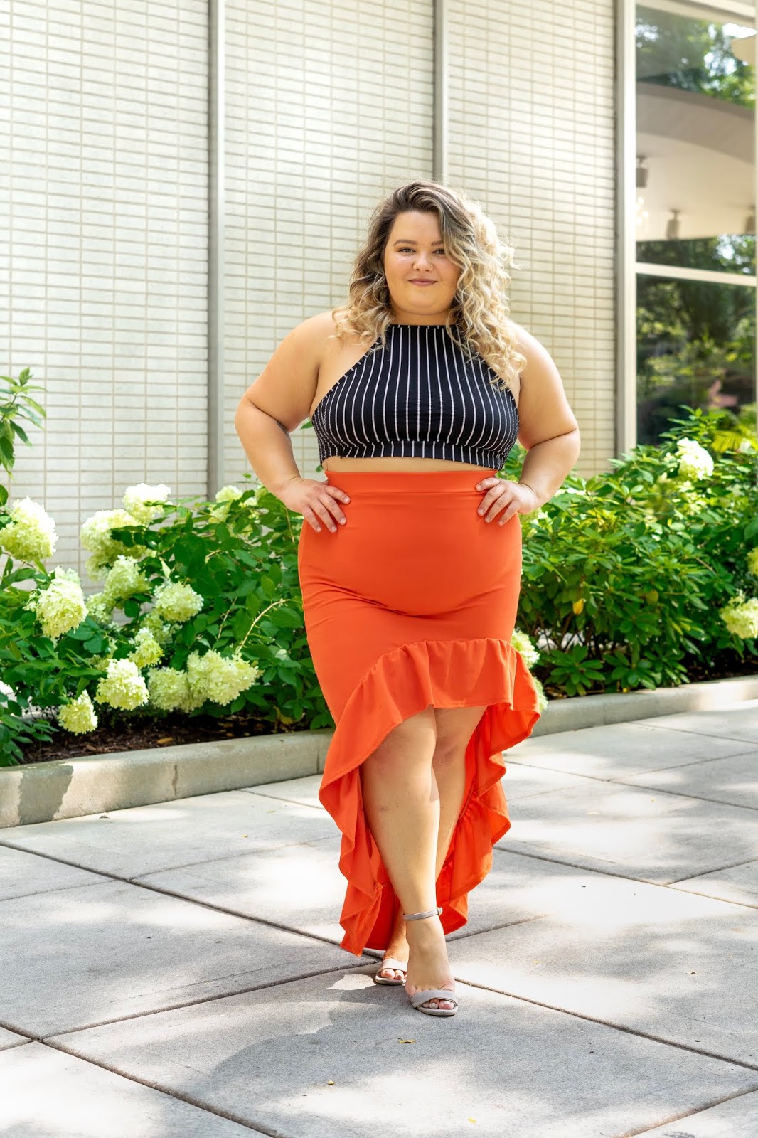 Plus Size Orange Ruffle Skirt - Natalie in the City