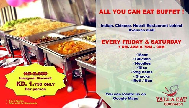 Yalla Eat Restaurant Kuwait - All you can eat buffet every Friday & Saturday