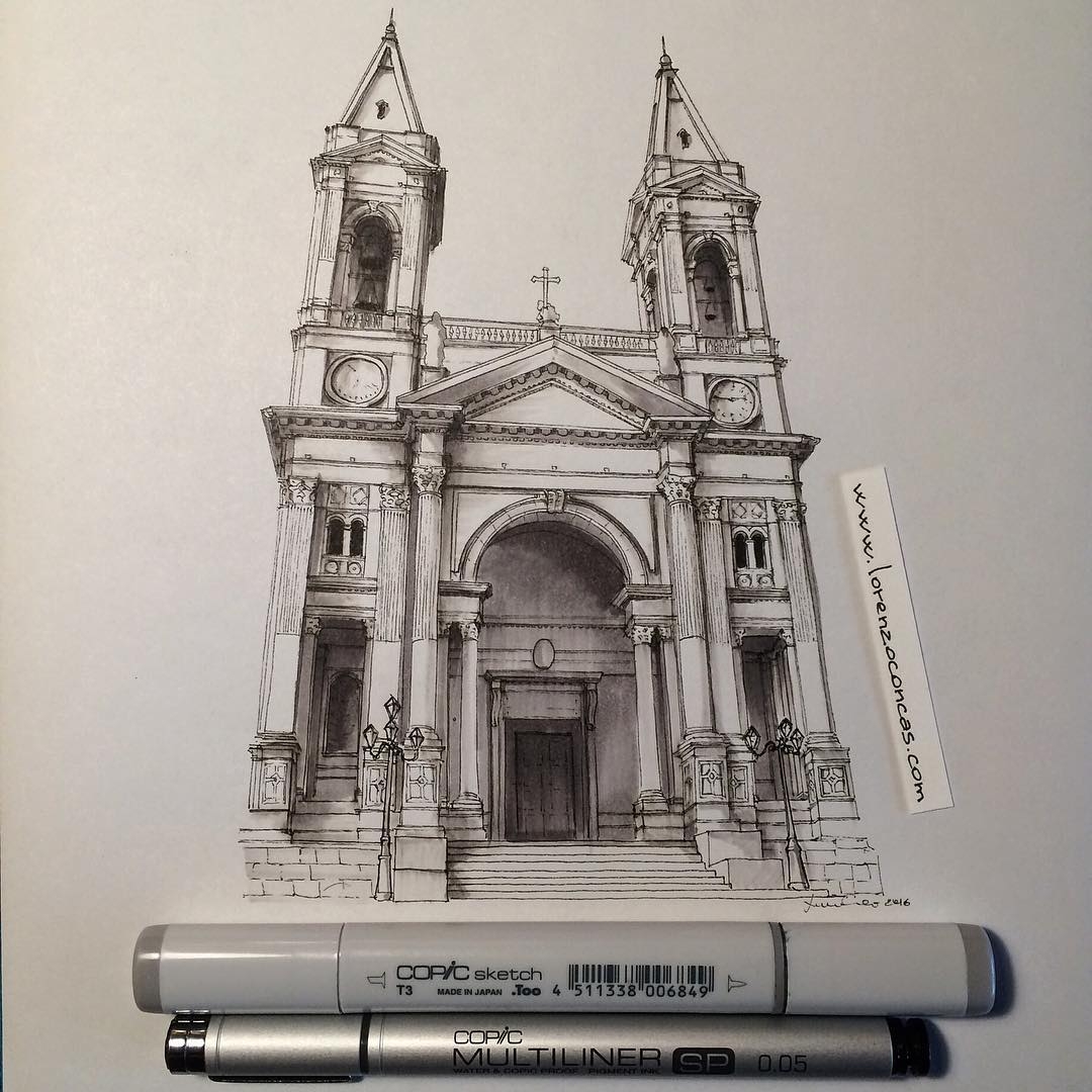 03-Basilica-Alberobello-Lorenzo-Concas-Architectural-Drawings-of-Historical-Buildings-www-designstack-co