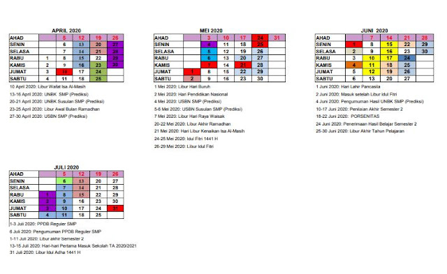 Kalender Pendidikan Tahun Ajaran 2019/2020 Provinsi Yogyakarta