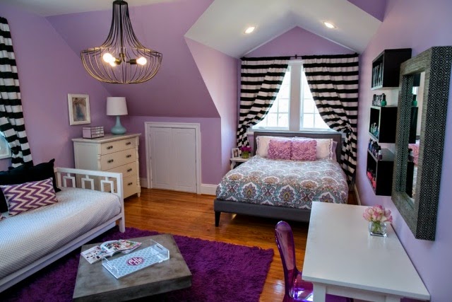 Cuarto juvenil en gris y lila - Ideas para decorar dormitorios