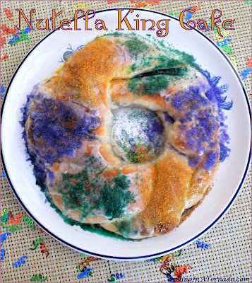 Nutella King Cake, a fun and easy interpretation of the classic Mardi Gras treat. | Recipe developed by www.BakingInATornado.com | #recipe #bake