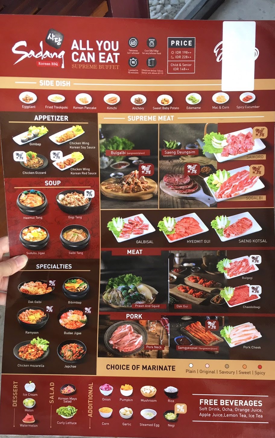 Korean Barbecue Menu