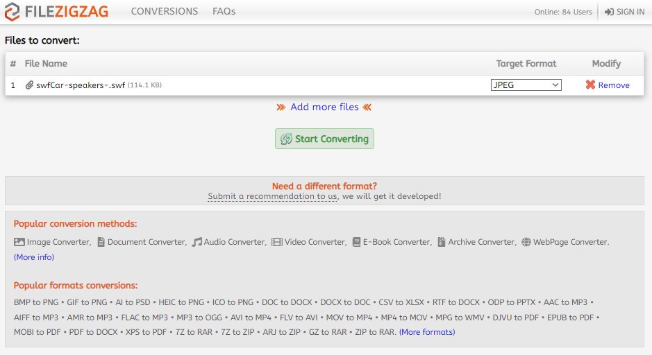 How to convert swf file to jpeg file
