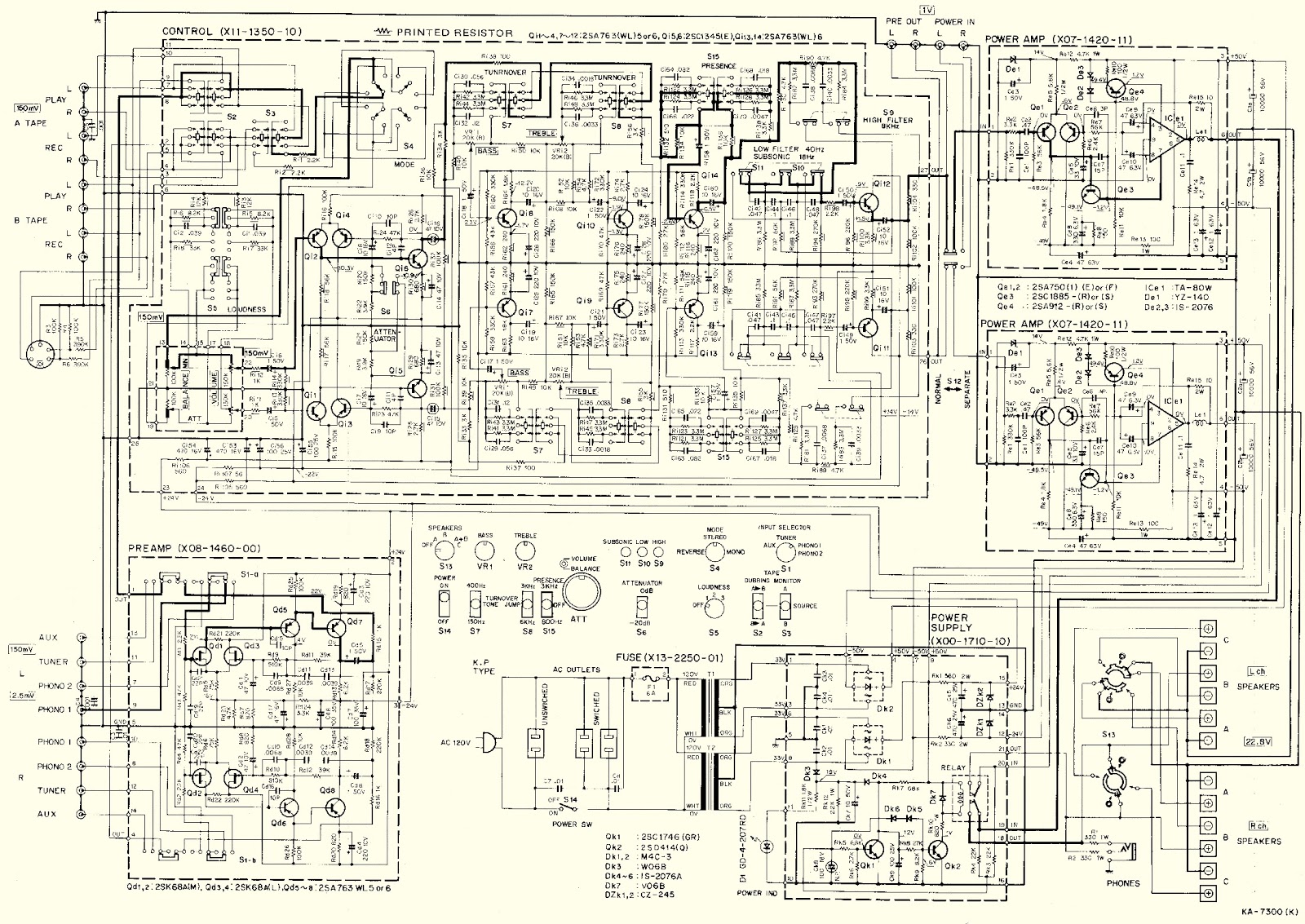 Schematic Diagrams: Kenwood KA7300 - Stereo amplifier circuit diagram