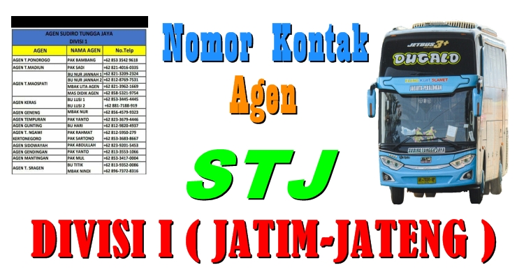 Nomor Kontak Agen Sudiro Tungga Jaya Divisi 1 Jatim Jateng Jalur Bus Informasi Seputar Bus Indonesia