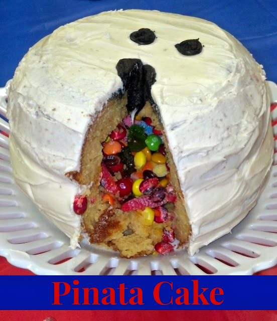 Pinata cake filled with candy