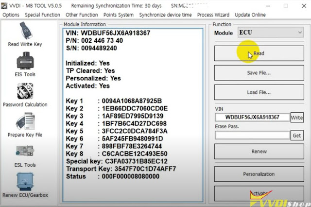 renew benz me9.7 ecu with vvdi mb 2