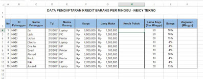 Menghitung Bunga Angsuran