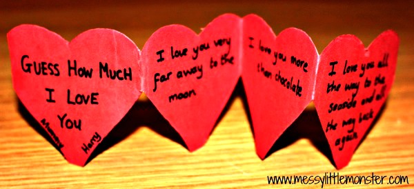 'Guess How Much I Love You' kids Craft activity. A Zig Zag Heart Book for preschoolers and older kids to make for Mother's day, Father's Day or Valentine's day. 