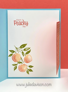 Stampin' Up! Sweet as a Peach Tuck Fold Card + Sunday Stamping Video ~ www.juliedavison.com #stampinup