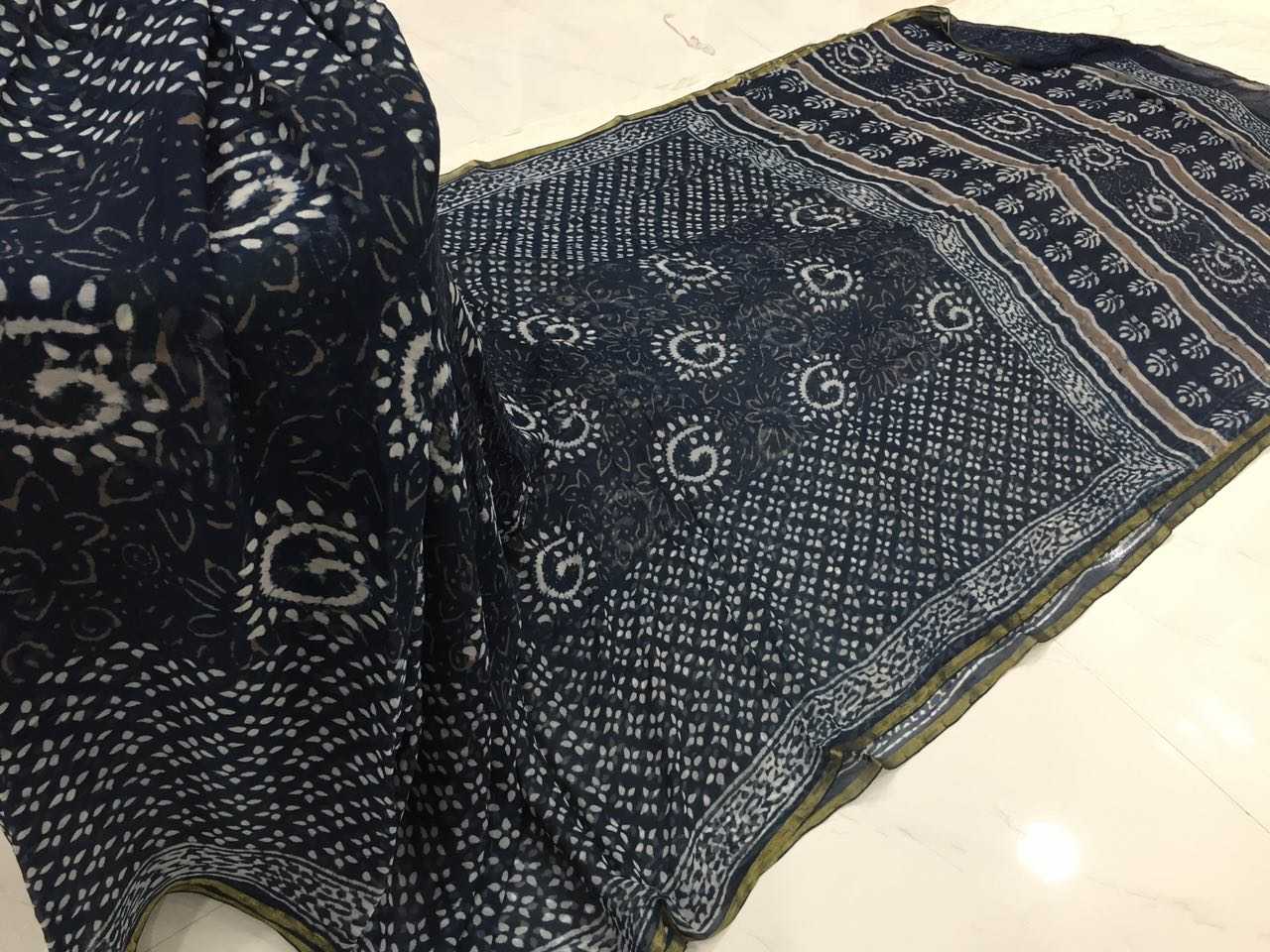 Handprinted Pure Chiffon Sarees | Buy Online Pure chiffon sarees