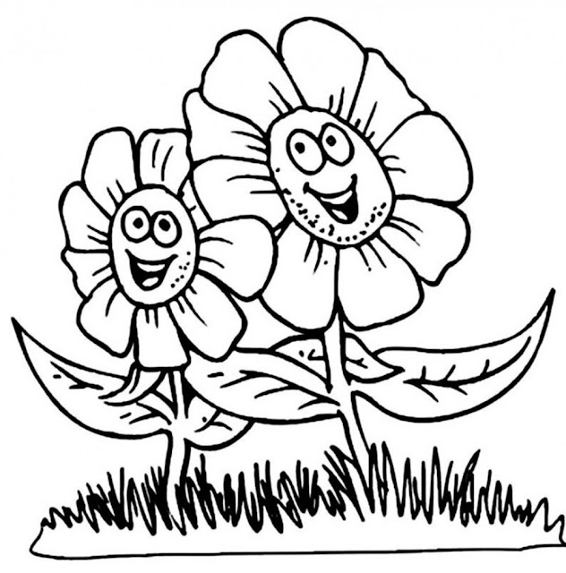 Free Flowers Coloring Sheets Cartoon Flowers Coloring Pages