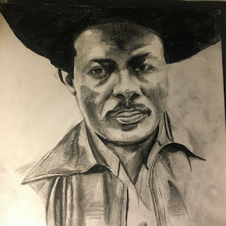 Dennis Bovell Dub Band featuring I-Roy "Get Up Stand Up" The cover is a pencil or charcoal drawing of I-Roy in a large hat and collared shirt.